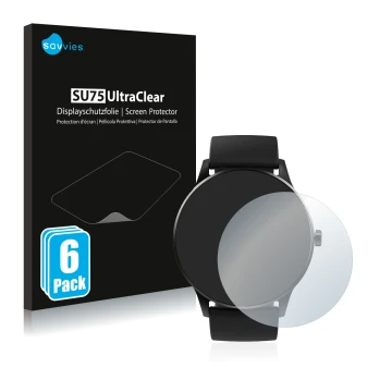 Vorderseite einer Produktverpackung mit dem Markenlogo Savvies. Daneben ist das Gerät Denver SW-173 mit dem zugehörigen Displa