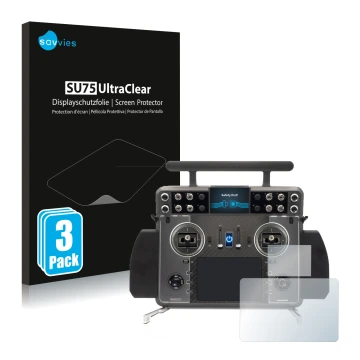 Vorderseite einer Produktverpackung mit dem Markenlogo Savvies. Daneben ist das Gerät FrSky Tandem XE 2 mit dem zugehörigen Di