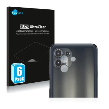 Vorderseite einer Produktverpackung mit dem Markenlogo Savvies. Daneben ist das Gerät Motorola Edge 20 Lite (NUR Kameraschutz)