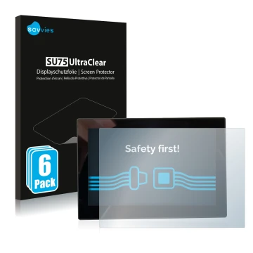 Vorderseite einer Produktverpackung mit dem Markenlogo Savvies. Daneben ist das Gerät MG 4 7-Zoll Digitales Instrumentendispla