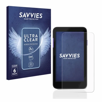 Vorderseite einer Produktverpackung mit dem Markenlogo Savvies. Daneben ist das Gerät Zettle Terminal (by Paypal) mit dem zuge