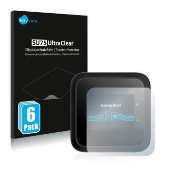 Vorderseite einer Produktverpackung mit dem Markenlogo Savvies. Daneben ist das Gerät Netgear Nighthawk M6 Pro mit dem zugehör