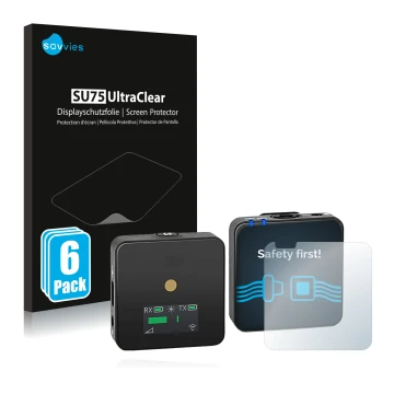 Vorderseite einer Produktverpackung mit dem Markenlogo Savvies. Daneben ist das Gerät Rode Wireless GO II mit dem zugehörigen 