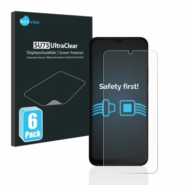 Vorderseite einer Produktverpackung mit dem Markenlogo Savvies. Daneben ist das Gerät Nokia C32 mit dem zugehörigen Displaysch