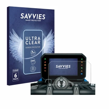 Vorderseite einer Produktverpackung mit dem Markenlogo Savvies. Daneben ist das Gerät Suzuki GSX-8S 2023 mit dem zugehörigen D