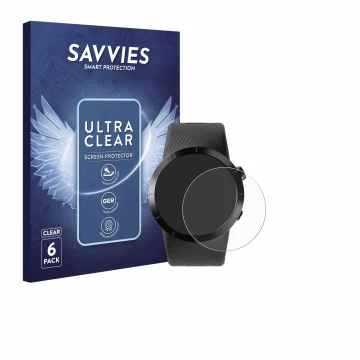 Vorderseite einer Produktverpackung mit dem Markenlogo Savvies. Daneben ist das Gerät Shot Scope X5 mit dem zugehörigen Displa
