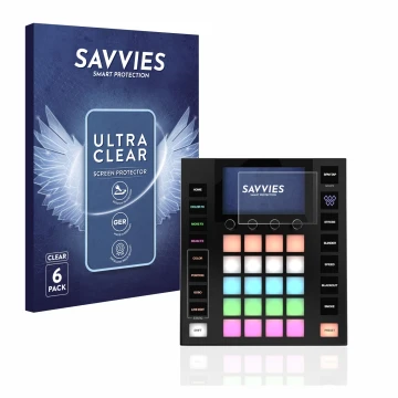 Vorderseite einer Produktverpackung mit dem Markenlogo Savvies. Daneben ist das Gerät Wolfmix W1 mit dem zugehörigen Displaysc