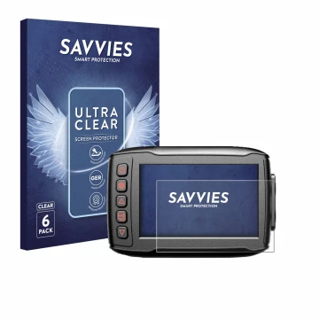 Vorderseite einer Produktverpackung mit dem Markenlogo Savvies. Daneben ist das Gerät Blueskysea DV999 mit dem zugehörigen Dis