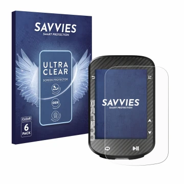 Vorderseite einer Produktverpackung mit dem Markenlogo Savvies. Daneben ist das Gerät iGPSPORT BSC300 mit dem zugehörigen Disp