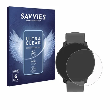 Vorderseite einer Produktverpackung mit dem Markenlogo Savvies. Daneben ist das Gerät Shot Scope G5 GPS Watch mit dem zugehöri