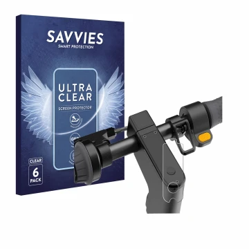 Vorderseite einer Produktverpackung mit dem Markenlogo Savvies. Daneben ist das Gerät Segway Ninebot KickScooter MAX G2D mit d