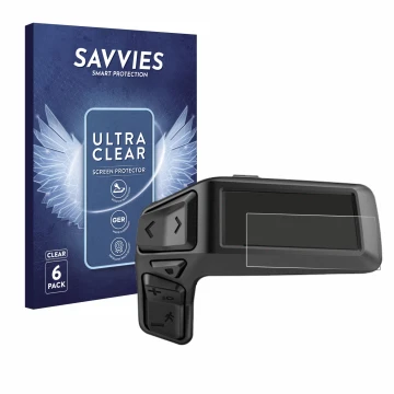 Vorderseite einer Produktverpackung mit dem Markenlogo Savvies. Daneben ist das Gerät Bosch Purion 200 mit dem zugehörigen Dis