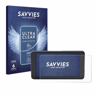 Vorderseite einer Produktverpackung mit dem Markenlogo Savvies. Daneben ist das Gerät BMW ConnectedRide Navigator mit dem zuge