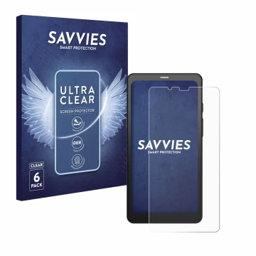 Vorderseite einer Produktverpackung mit dem Markenlogo Savvies. Daneben ist das Gerät Boox Palma mit dem zugehörigen Displaysc