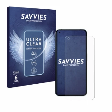Vorderseite einer Produktverpackung mit dem Markenlogo Savvies. Daneben ist das Gerät Nothing Phone (1) (case-friendly) mit de