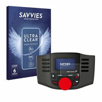 Vorderseite einer Produktverpackung mit dem Markenlogo Savvies. Daneben ist das Gerät Märklin Mobile Station WLAN 60667 mit de