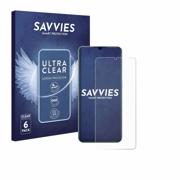 Vorderseite einer Produktverpackung mit dem Markenlogo Savvies. Daneben ist das Gerät Oppo A78 5G mit dem zugehörigen Displays