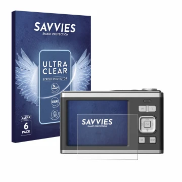 Vorderseite einer Produktverpackung mit dem Markenlogo Savvies. Daneben ist das Gerät Rollei Compactline 10X mit dem zugehörig