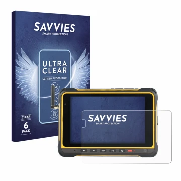 Vorderseite einer Produktverpackung mit dem Markenlogo Savvies. Daneben ist das Gerät AIR3 7.3 mit dem zugehörigen Displayschu