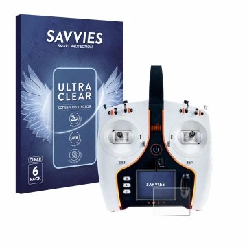 Vorderseite einer Produktverpackung mit dem Markenlogo Savvies. Daneben ist das Gerät Spektrum NX7e mit dem zugehörigen Displa