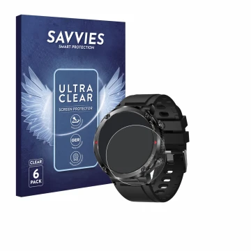 Vorderseite einer Produktverpackung mit dem Markenlogo Savvies. Daneben ist das Gerät LIGE Smartwatch 1.6