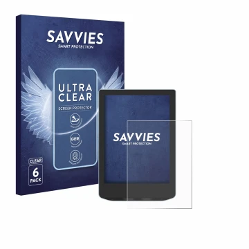 Vorderseite einer Produktverpackung mit dem Markenlogo Savvies. Daneben ist das Gerät Vivlio Light HD mit dem zugehörigen Disp