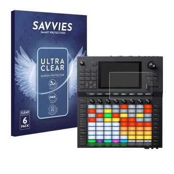Vorderseite einer Produktverpackung mit dem Markenlogo Savvies. Daneben ist das Gerät Akai Force mit dem zugehörigen Displaysc
