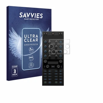 Vorderseite einer Produktverpackung mit dem Markenlogo Savvies. Daneben ist das Gerät Native Instruments Traktor Kontrol X1 MK