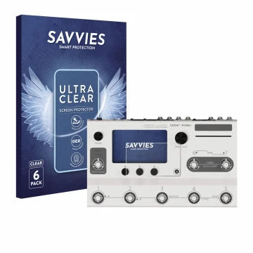 Vorderseite einer Produktverpackung mit dem Markenlogo Savvies. Daneben ist das Gerät Hotone Ampero II Stage mit dem zugehörig