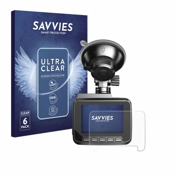 Vorderseite einer Produktverpackung mit dem Markenlogo Savvies. Daneben ist das Gerät Azdome IT-G63D mit dem zugehörigen Displ