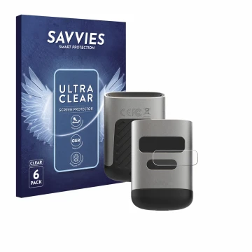 Vorderseite einer Produktverpackung mit dem Markenlogo Savvies. Daneben ist das Gerät Opticon OPN-6000 (Bildschirm) mit dem zu