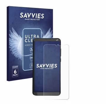 Vorderseite einer Produktverpackung mit dem Markenlogo Savvies. Daneben ist das Gerät Brondi Amico XL mit dem zugehörigen Disp