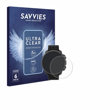 Vorderseite einer Produktverpackung mit dem Markenlogo Savvies. Daneben ist das Gerät Suunto Vertical Solar mit dem zugehörige