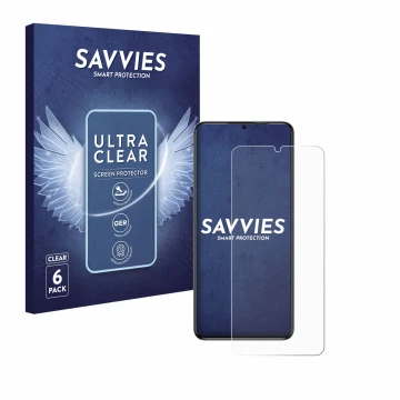Vorderseite einer Produktverpackung mit dem Markenlogo Savvies. Daneben ist das Gerät Oukitel C50 mit dem zugehörigen Displays
