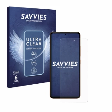 Vorderseite einer Produktverpackung mit dem Markenlogo Savvies. Daneben ist das Gerät HMD Pulse mit dem zugehörigen Displaysch