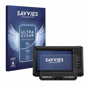 Vorderseite einer Produktverpackung mit dem Markenlogo Savvies. Daneben ist das Gerät Garmin ECHOMAP UHD2 7