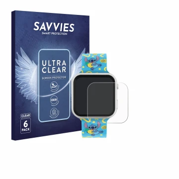 Vorderseite einer Produktverpackung mit dem Markenlogo Savvies. Daneben ist das Gerät Disney Stitch LAS4038 mit dem zugehörige