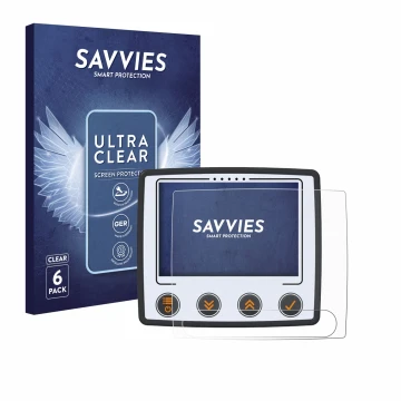 Vorderseite einer Produktverpackung mit dem Markenlogo Savvies. Daneben ist das Gerät Skytraxx 5 Mini mit dem zugehörigen Disp