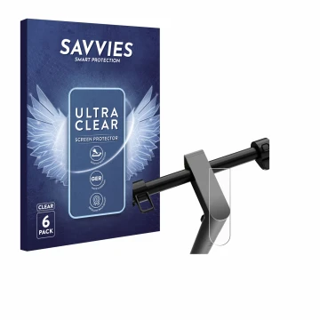 Vorderseite einer Produktverpackung mit dem Markenlogo Savvies. Daneben ist das Gerät Navee S65 mit dem zugehörigen Displaysch