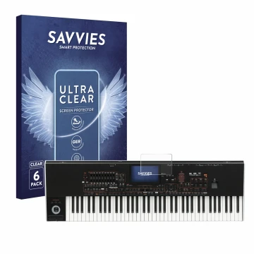 Vorderseite einer Produktverpackung mit dem Markenlogo Savvies. Daneben ist das Gerät KORG Pa4x mit dem zugehörigen Displaysch