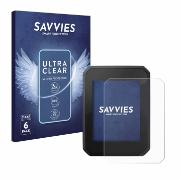 Vorderseite einer Produktverpackung mit dem Markenlogo Savvies. Daneben ist das Gerät FIT Display Compact 2.0 mit dem zugehöri