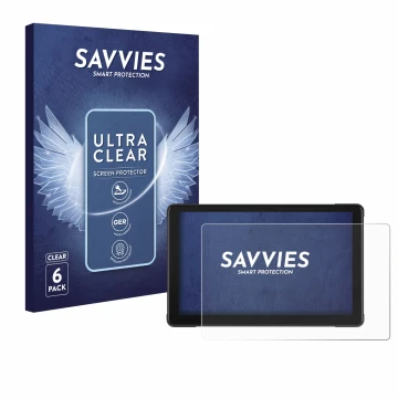 Vorderseite einer Produktverpackung mit dem Markenlogo Savvies. Daneben ist das Gerät Podofo Motorrad Carplay 7