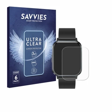 Vorderseite einer Produktverpackung mit dem Markenlogo Savvies. Daneben ist das Gerät Braidol Smartwatch 1.83