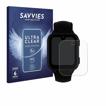 Vorderseite einer Produktverpackung mit dem Markenlogo Savvies. Daneben ist das Gerät Garett Kids Vibe 4G mit dem zugehörigen 