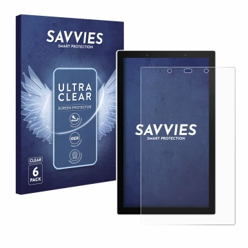 Vorderseite einer Produktverpackung mit dem Markenlogo Savvies. Daneben ist das Gerät SONOFF NSPanel Pro 120 mit dem zugehörig