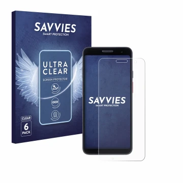 Vorderseite einer Produktverpackung mit dem Markenlogo Savvies. Daneben ist das Gerät Honeywell CT37 mit dem zugehörigen Displ