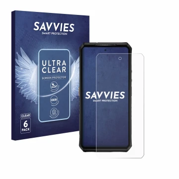 Vorderseite einer Produktverpackung mit dem Markenlogo Savvies. Daneben ist das Gerät Ulefone Armor 28 Ultra Thermal mit dem z