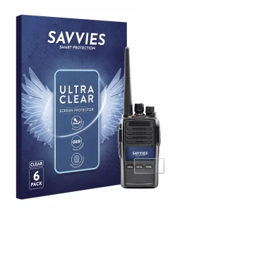Vorderseite einer Produktverpackung mit dem Markenlogo Savvies. Daneben ist das Gerät Midland G18 Pro PMR mit dem zugehörigen 