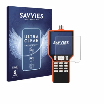 Vorderseite einer Produktverpackung mit dem Markenlogo Savvies. Daneben ist das Gerät RigExpert MATCH mit dem zugehörigen Disp