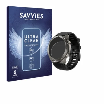 Vorderseite einer Produktverpackung mit dem Markenlogo Savvies. Daneben ist das Gerät Knauermann GPS 4 (2025) mit dem zugehöri